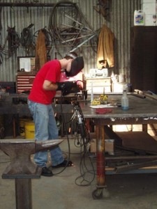 Steel fabricator working on a custom project